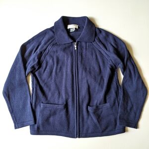 Vintage 90s Allison Daley navy knit zip cardigan